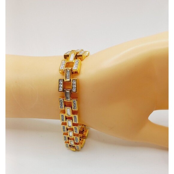 Swarovski Bangle Bracelet Swarovski swan mark pave, baguette clear crystals - Picture 2 of 8